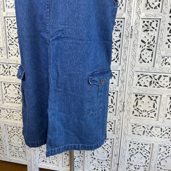 Vintage Medium Wash Sleeveless Denim Two Pocket Overall Dress Sz Medium - Picture 2 of 9